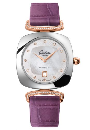 Pavonina Date Stainless Steel / Red Gold / Diamond / MOP / Alligator