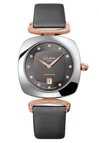 Pavonina Date Stainless Steel / Red Gold / Diamond / Grey / Calf