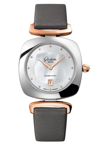 Pavonina Date Stainless Steel / Red Gold / MOP / Calf
