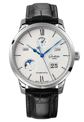 Senator Excellence Perpetual Calendar Stainless Steel / Silver / Alligator / Pin
