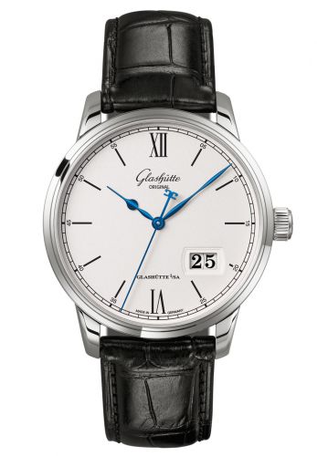Senator Excellence Panorama Date Stainless Steel / Silver / Alligator /  Folding
