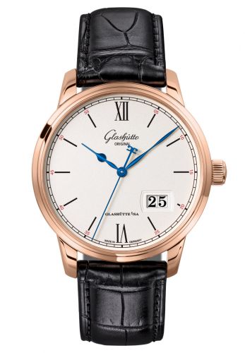 Senator Excellence Panorama Date Red Gold / Silver / Alligator / Pin