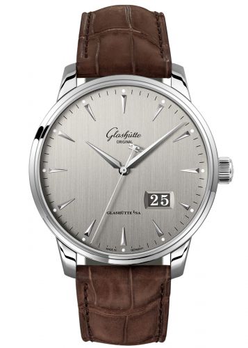 Senator Excellence Panorama Date Stainless Steel / Grey / Alligator / Folding
