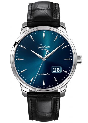 Senator Excellence Panorama Date Stainless Steel / Blue / Alligator / Folding