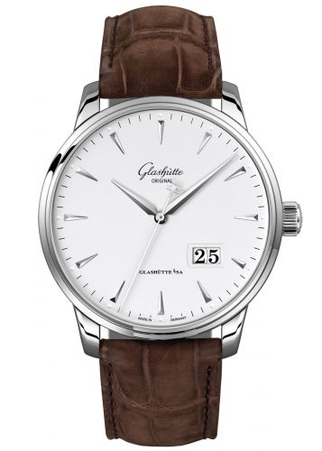 Senator Excellence Panorama Date Stainless Steel / Silver / Alligator / Pin