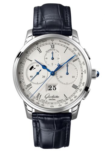 Senator Chronograph Panorama Date Platinum / Silver / Alligator / Folding
