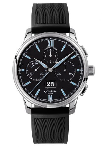 Senator Chronograph Panorama Date Stainless Steel / Black / Rubber / Folding