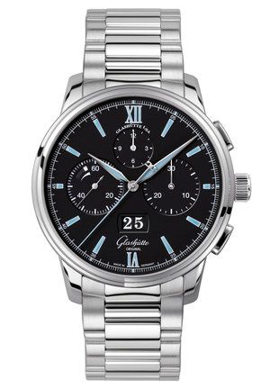 Senator Chronograph Panorama Date Stainless Steel / Black / Bracelet