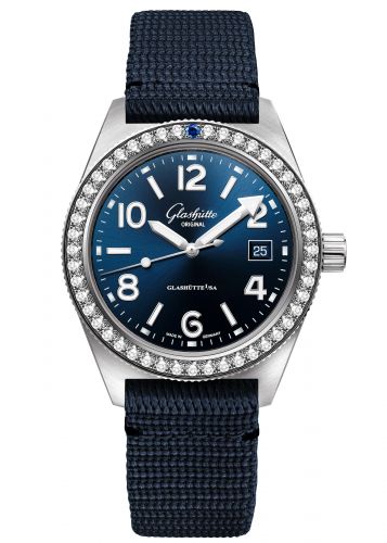 SeaQ Date Stainless Steel / Diamond / Blue / Textile / Pin