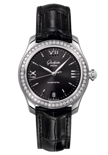 Lady Serenade Stainless Steel / Diamond / Black / Alligator / Pin