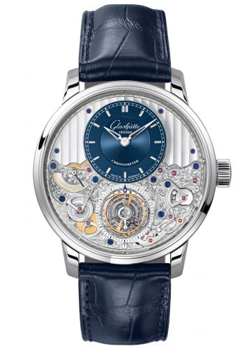 Senator Chronometer Tourbillon Platinum / Blue / Alligator / Folding