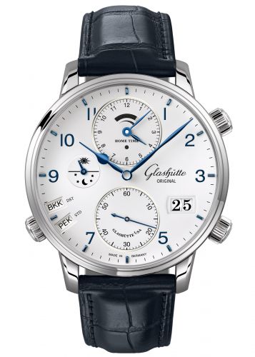 Senator Cosmopolite Stainless Steel / Silver-Arabic / Alligator / Folding