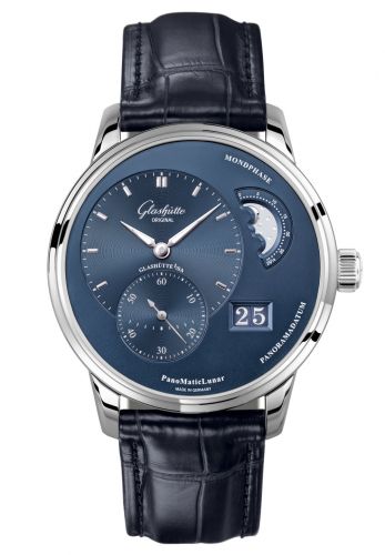 PanoMatic Lunar Stainless Steel / Blue / Alligator / Pin