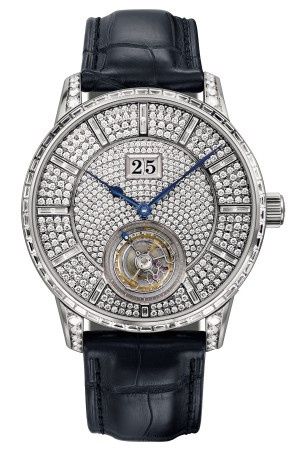 Senator Tourbillon White Gold / Paved / Alligator / Folding