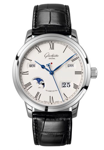 Senator Perpetual Calendar Stainless Steel / Silver / Alligator / Folding