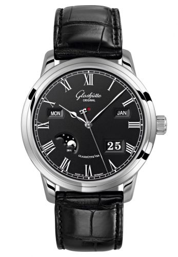 Senator Perpetual Calendar Stainless Steel / Black / Alligator / Pin