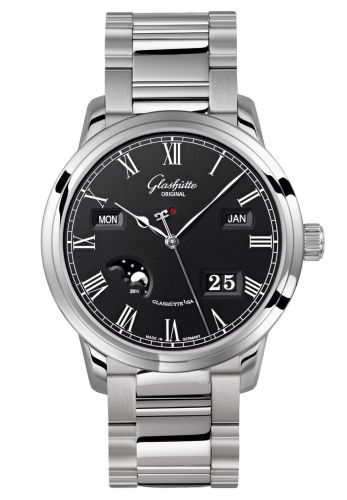 Senator Perpetual Calendar Stainless Steel / Black / Bracelet