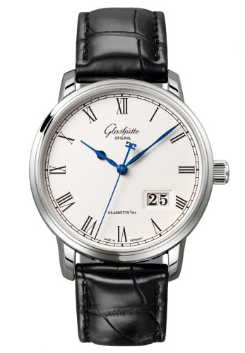 Senator Panorama Date Stainless Steel / Silver / Alligator / Folding