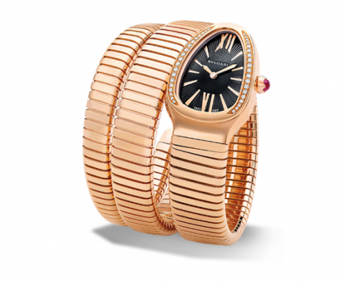 Serpenti Tubogas Pink Gold Black Diamond Double Tour