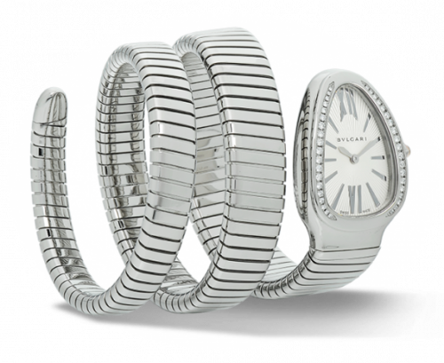Serpenti Tubogas Silver Diamond Double Tour