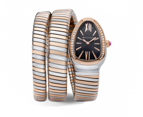 Serpenti Tubogas Two Tone Black Diamond Double Tour