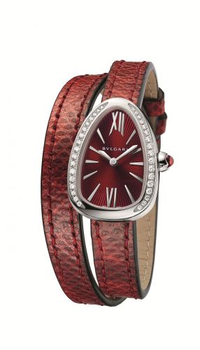 Serpenti Skin Stainless Steel / Diamond / Red