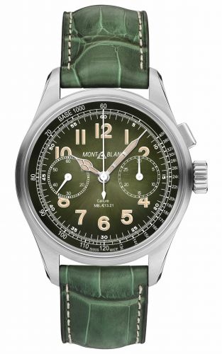 1858 Monopusher Chronograph 40 Stainless Steel / Green / Alligator