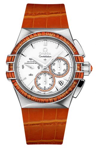 Constellation Co-Axial 35 Chronograph Double Eagle White Gold / Silver / Orange Alligator
