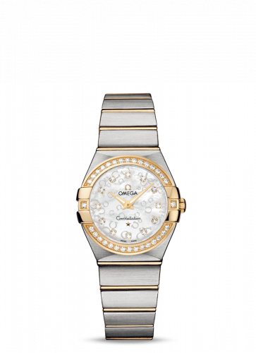Constellation Quartz 27 Brushed Stainless Steel / Yellow Gold / Diamond / MOP Omega
