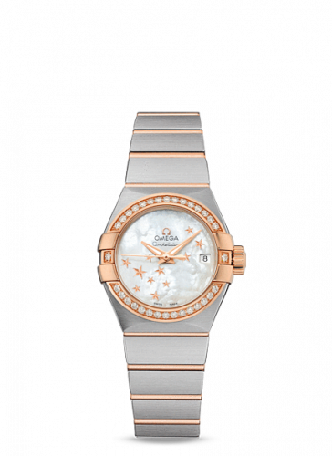 Constellation Co-Axial 27 Brushed Stainless Steel / Red Gold / Diamond / MOP Stars