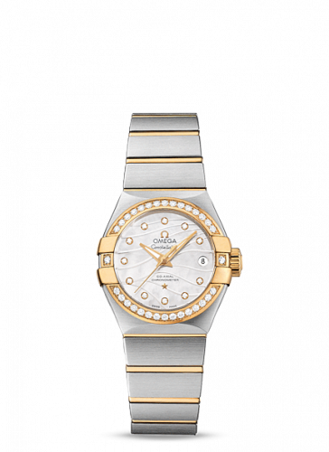 Constellation Co-Axial 27 Brushed Stainless Steel / Yellow Gold / Diamond / Wavy MOP