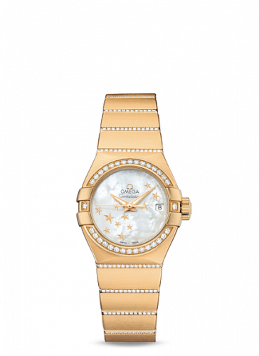 Constellation Co-Axial 27 Brushed Yellow Gold / Diamond / MOP Stars