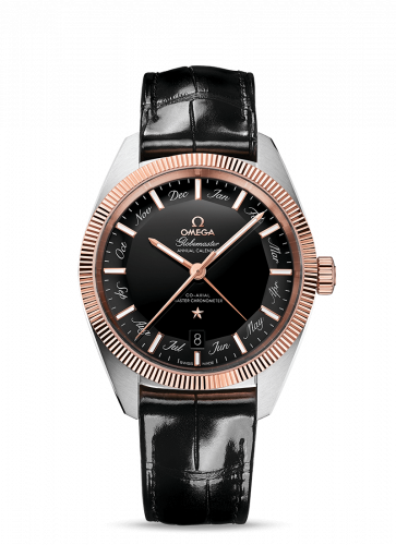 Globemaster Annual Calendar Stainless Steel / Sedna Gold / Black