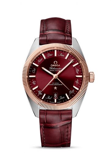 Globemaster Annual Calendar Stainless Steel / Sedna Gold / Burgundy