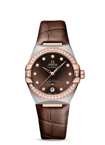 Master Chronometer 36 Stainless Steel / Sedna Gold / Diamond / Brown / Strap