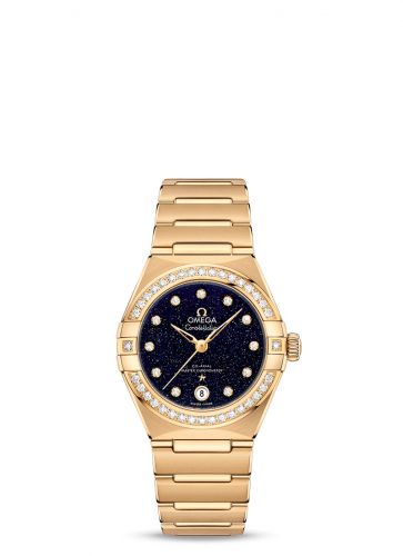 Constellation Manhattan 29 Co-Axial Master Chronometer Yellow Gold / Aventurine / Diamond
