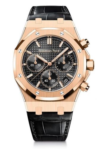 Royal Oak Chronograph 41 Pink Gold / Black / Strap d'Occasion