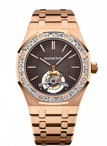 Royal Oak Ultra Thin Tourbillon Pink Gold / Baguette / Brown