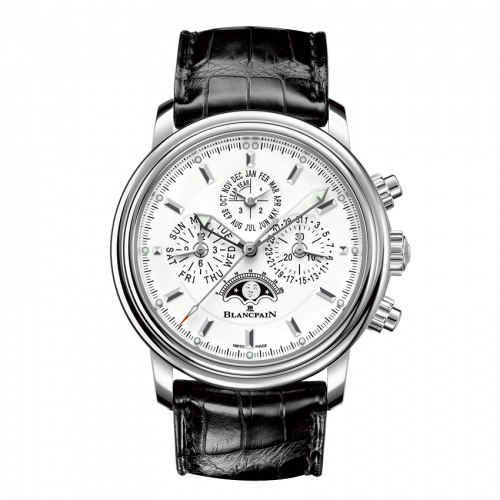 Léman Chronographe Flyback Quantième Perpétuel Stainless Steel / White / Alligator
