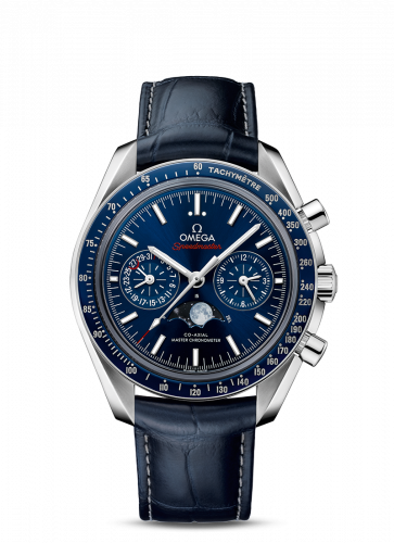 Speedmaster Moonphase Chronograph Master Chronometer Stainless Steel / Blue / Alligator