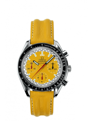 Speedmaster Reduced Stainless Steel / Yellow / Strap / Schumacher