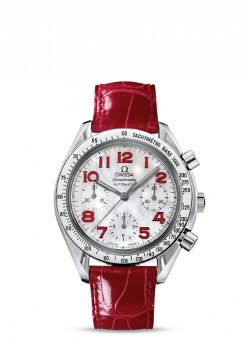 Speedmaster Reduced Ladies Stainless Steel / MOP / Red