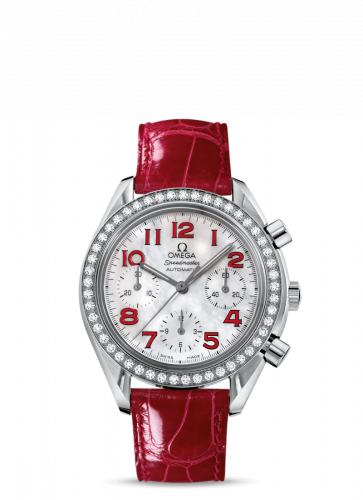 Speedmaster Reduced Ladies Stainless Steel / Diamond / MOP / Red