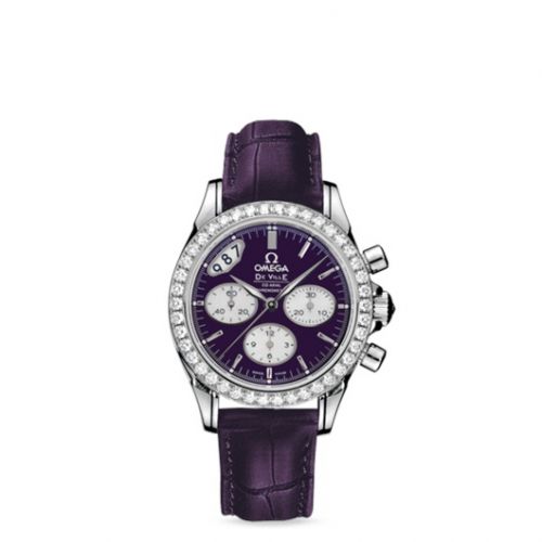 De Ville Co-Axial 35 Chronograph Stainless Steel Diamond / Purple / Strap