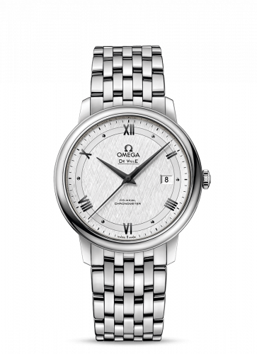 De Ville Prestige Co-Axial 39.5 Stainless Steel / Vintage Silver Silk / Bracelet