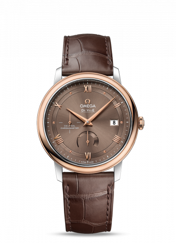 De Ville Prestige Co-Axial 39.5 Power Reserve Stainless Steel / Red Gold / Vintage Brown