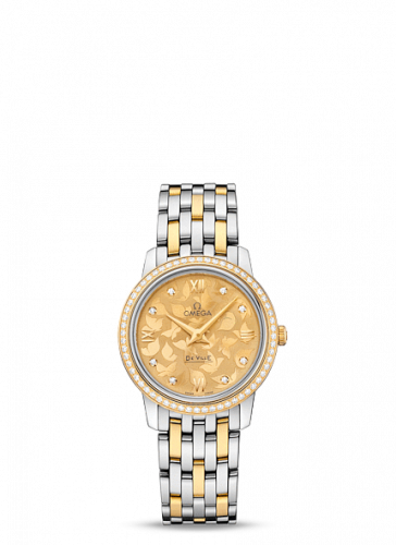 De Ville Prestige Quartz 27.4 Stainless Steel / Yellow Gold / Champagne Butterfly / Bracelet / Diamond