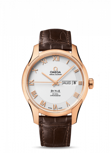 De Ville Co-Axial Annual Calendar Red Gold / Silver / Alligator