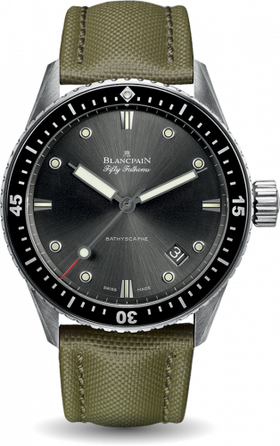 Fifty Fathoms Bathyscaphe Stainless Steel / Grey / Sand Canvas