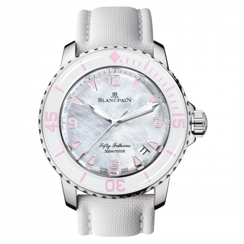 Fifty Fathoms Automatique Stainless Steel / Mother of Pearl / White Canvas
